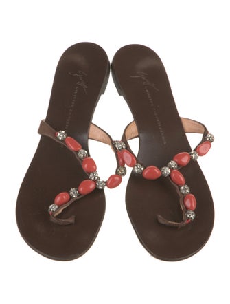 Giuseppe Zanotti Leather Crystal Embellishments Slides