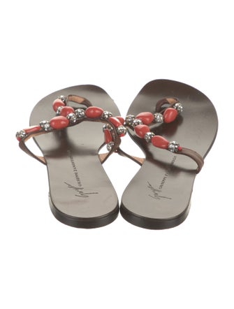 Giuseppe Zanotti Leather Crystal Embellishments Slides