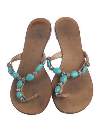 Giuseppe Zanotti Leather Crystal Embellishments Slides