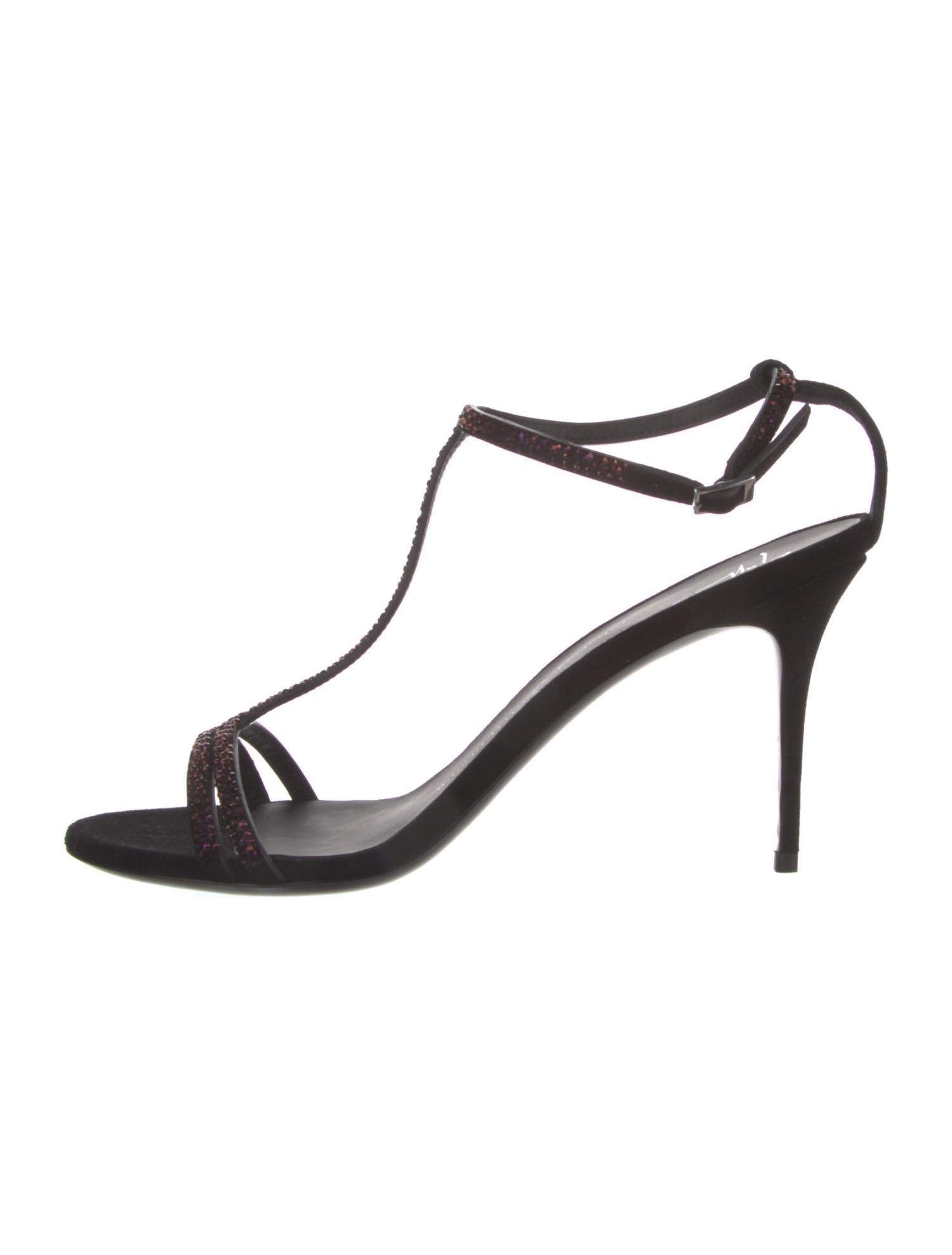 Giuseppe Zanotti Suede Crystal Embellishments T-Strap Sandals