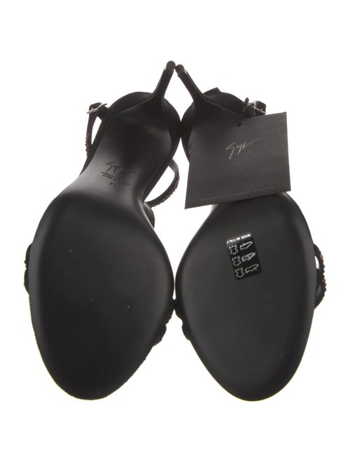 Giuseppe Zanotti Suede Crystal Embellishments T-Strap Sandals