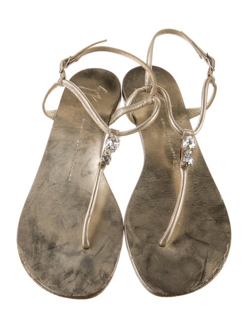 Giuseppe Zanotti Leather Crystal Embellishments T-Strap Sandals