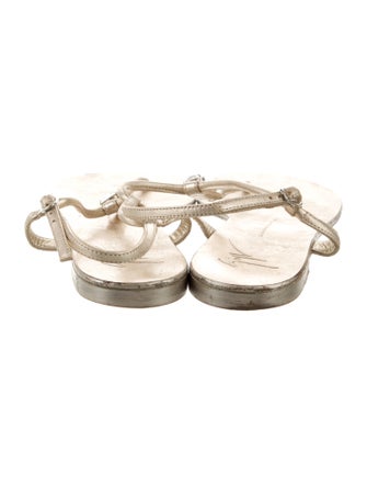 Giuseppe Zanotti Leather Crystal Embellishments T-Strap Sandals