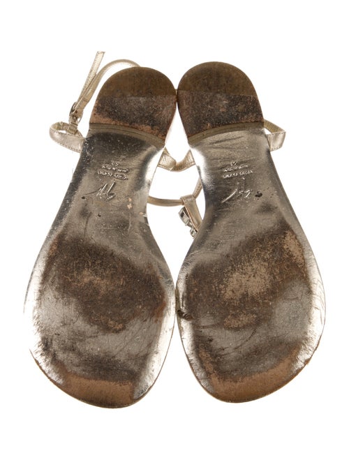 Giuseppe Zanotti Leather Crystal Embellishments T-Strap Sandals