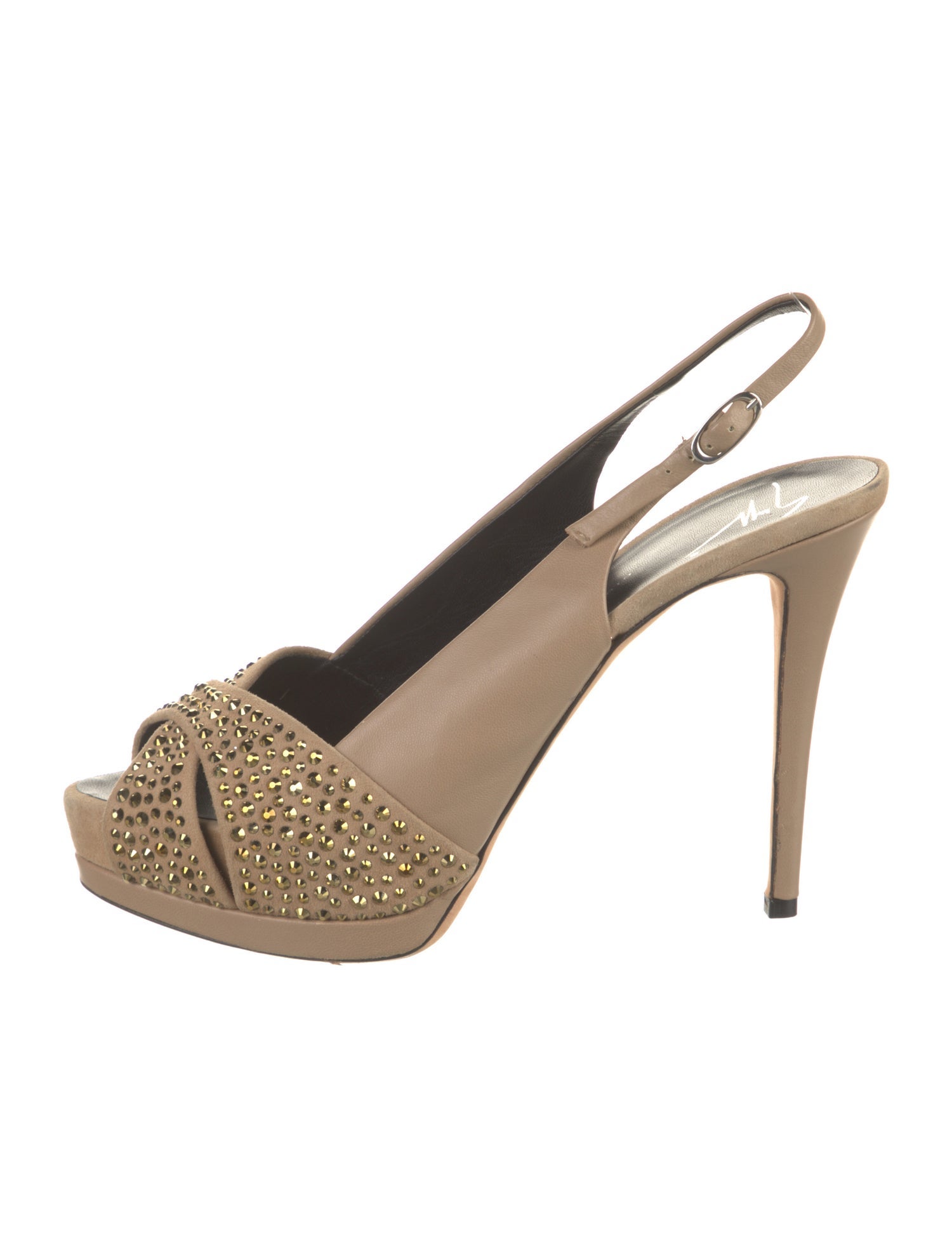 Giuseppe Zanotti Leather Crystal Embellishments Slingback Sandals