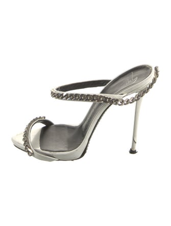 Giuseppe Zanotti Patent Leather Chain-Link Accents Slides