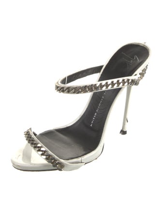 Giuseppe Zanotti Patent Leather Chain-Link Accents Slides
