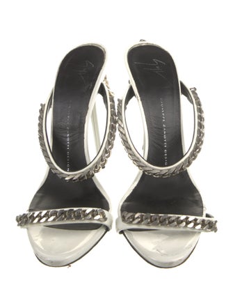 Giuseppe Zanotti Patent Leather Chain-Link Accents Slides