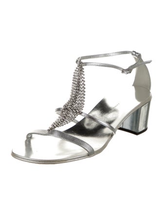 Giuseppe Zanotti Leather Crystal Embellishments T-Strap Sandals