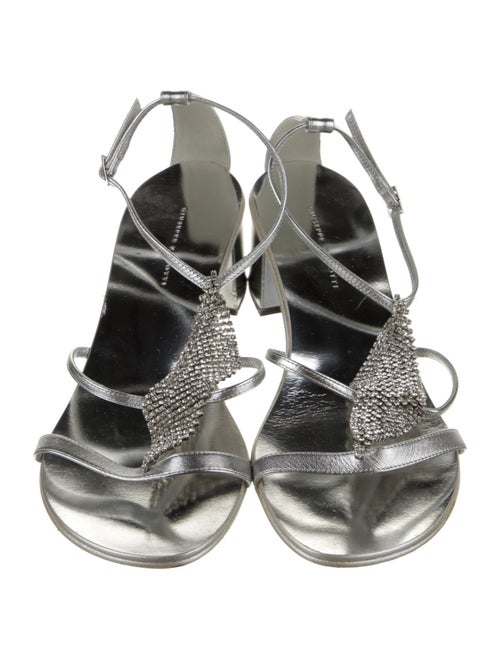 Giuseppe Zanotti Leather Crystal Embellishments T-Strap Sandals