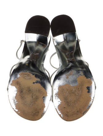 Giuseppe Zanotti Leather Crystal Embellishments T-Strap Sandals