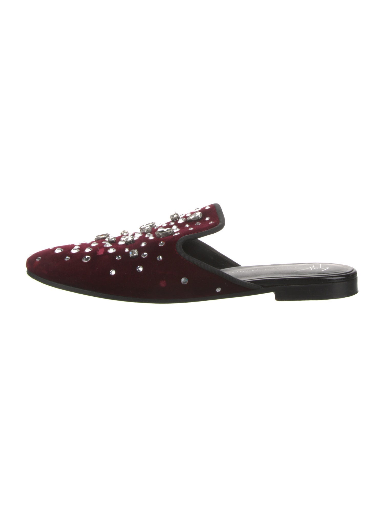 Giuseppe Zanotti Velvet Crystal Embellishments Mules