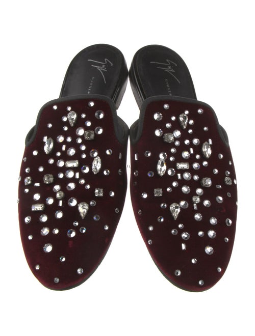 Giuseppe Zanotti Velvet Crystal Embellishments Mules