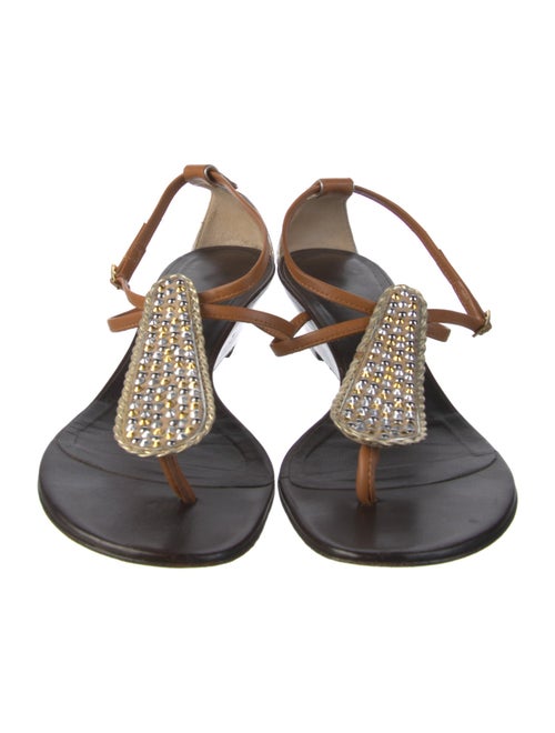 Giuseppe Zanotti Leather Crystal Embellishments T-Strap Sandals