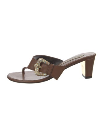 Giuseppe Zanotti Leather Crystal Embellishments Slides