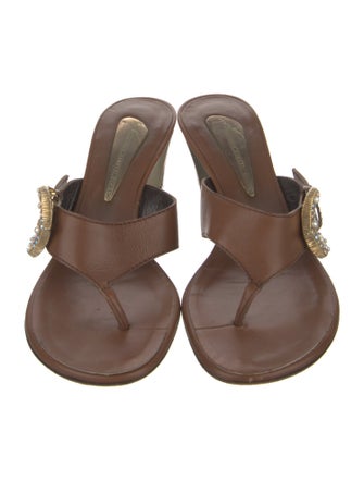 Giuseppe Zanotti Leather Crystal Embellishments Slides