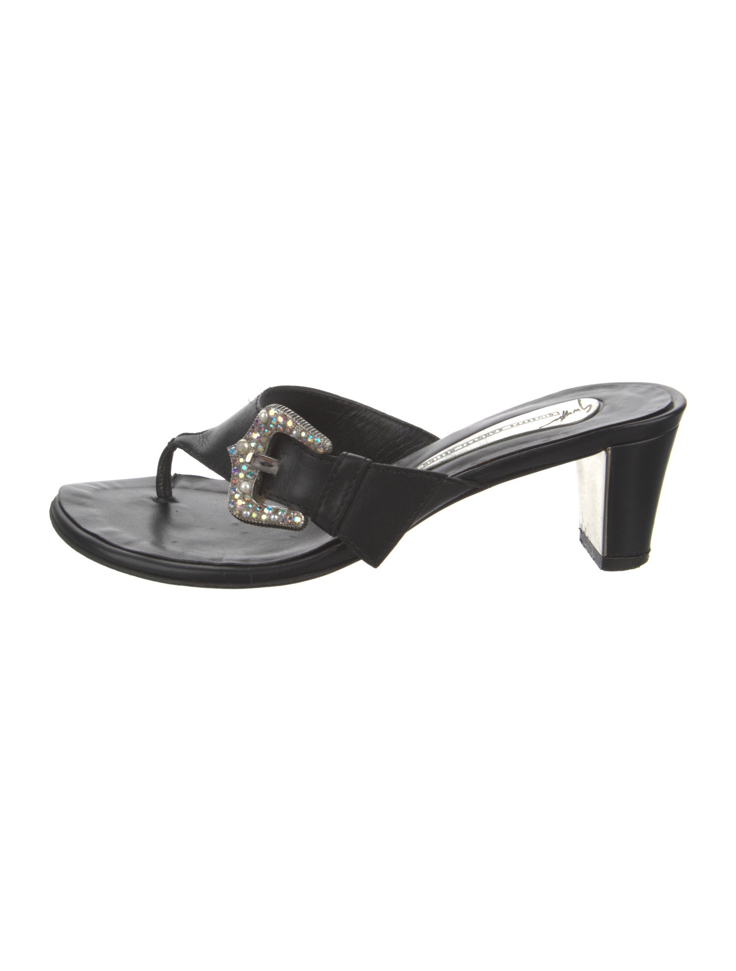 Giuseppe Zanotti Leather Crystal Embellishments Slides