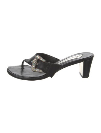 Giuseppe Zanotti Leather Crystal Embellishments Slides