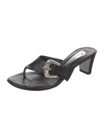 Giuseppe Zanotti Leather Crystal Embellishments Slides