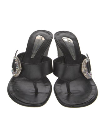 Giuseppe Zanotti Leather Crystal Embellishments Slides