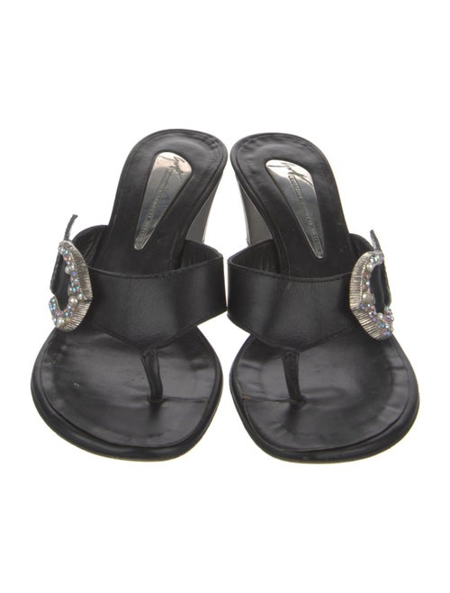 Giuseppe Zanotti Leather Crystal Embellishments Slides