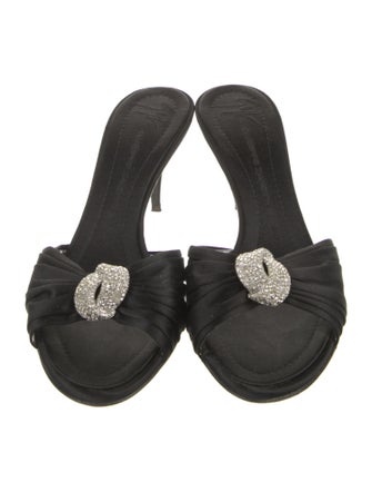 Giuseppe Zanotti Satin Crystal Embellishments Slides