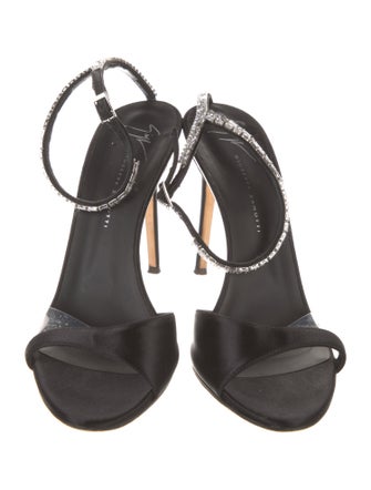 Giuseppe Zanotti Satin Crystal Embellishments Slides