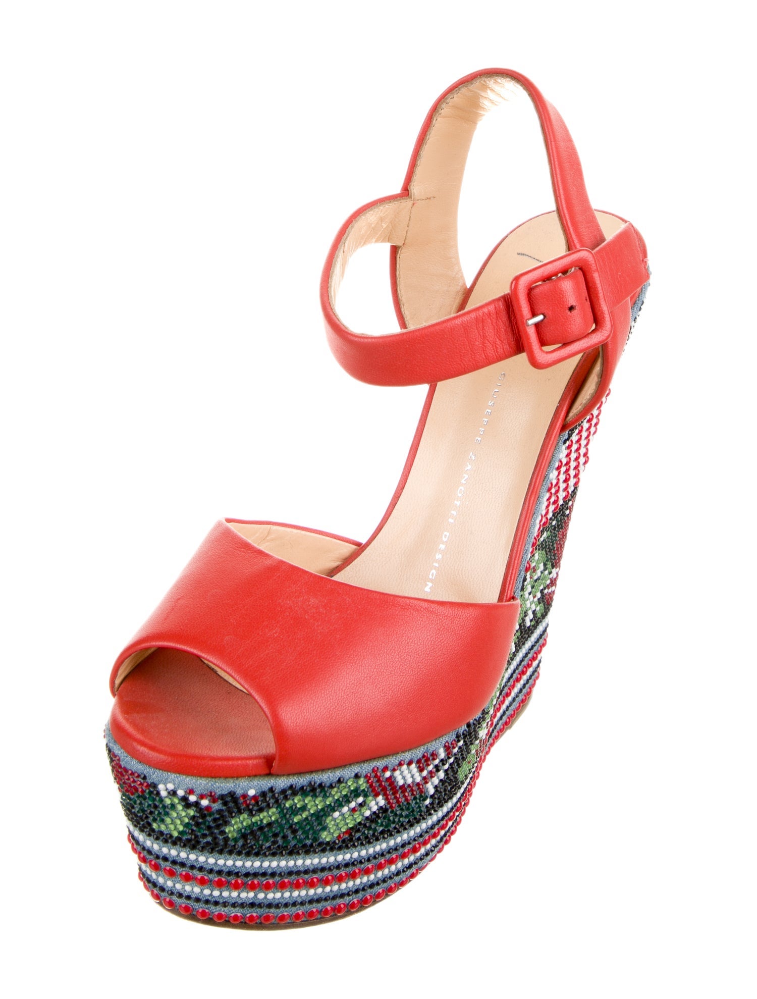 Giuseppe Zanotti Leather Printed Slingback Sandals