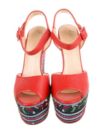 Giuseppe Zanotti Leather Printed Slingback Sandals