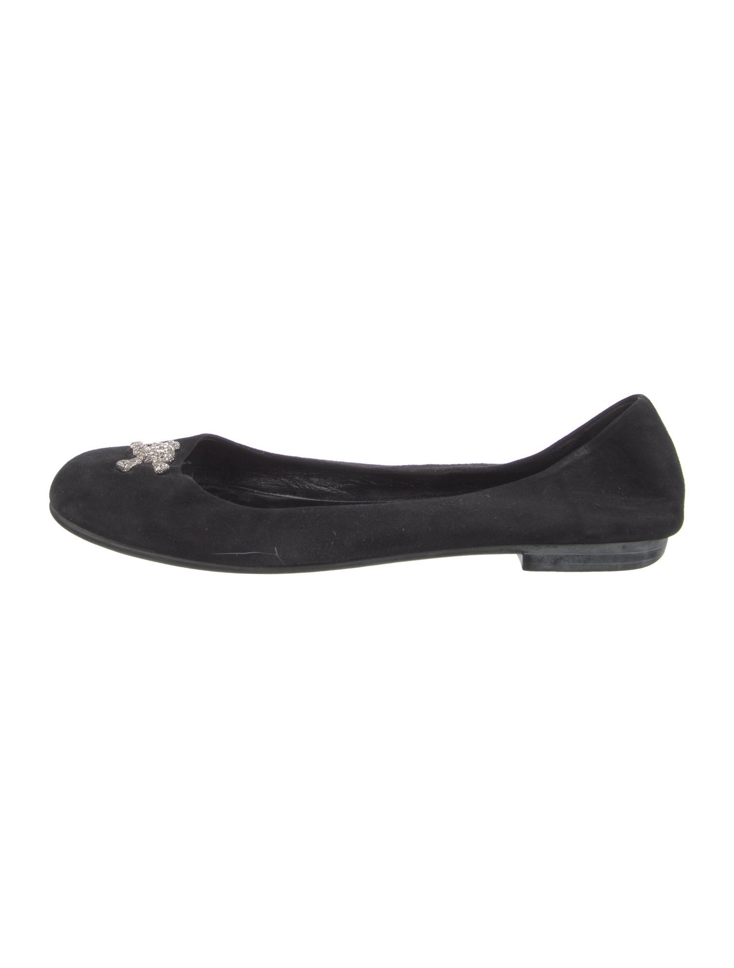 Giuseppe Zanotti Suede Crystal Embellishments Ballet Flats