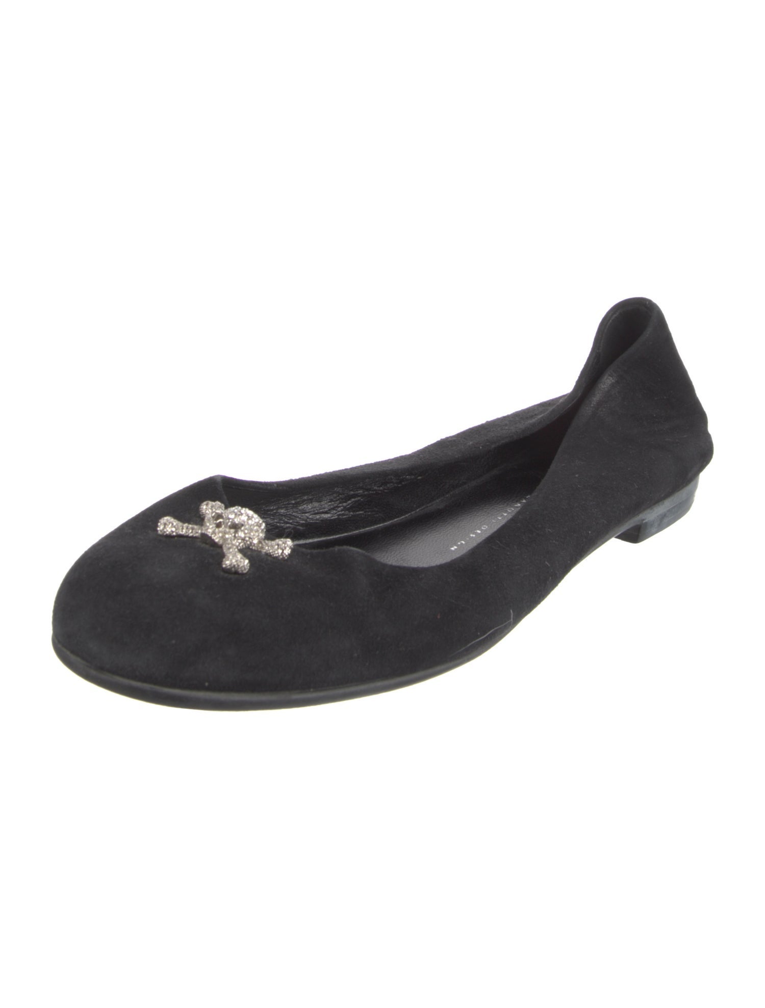 Giuseppe Zanotti Suede Crystal Embellishments Ballet Flats