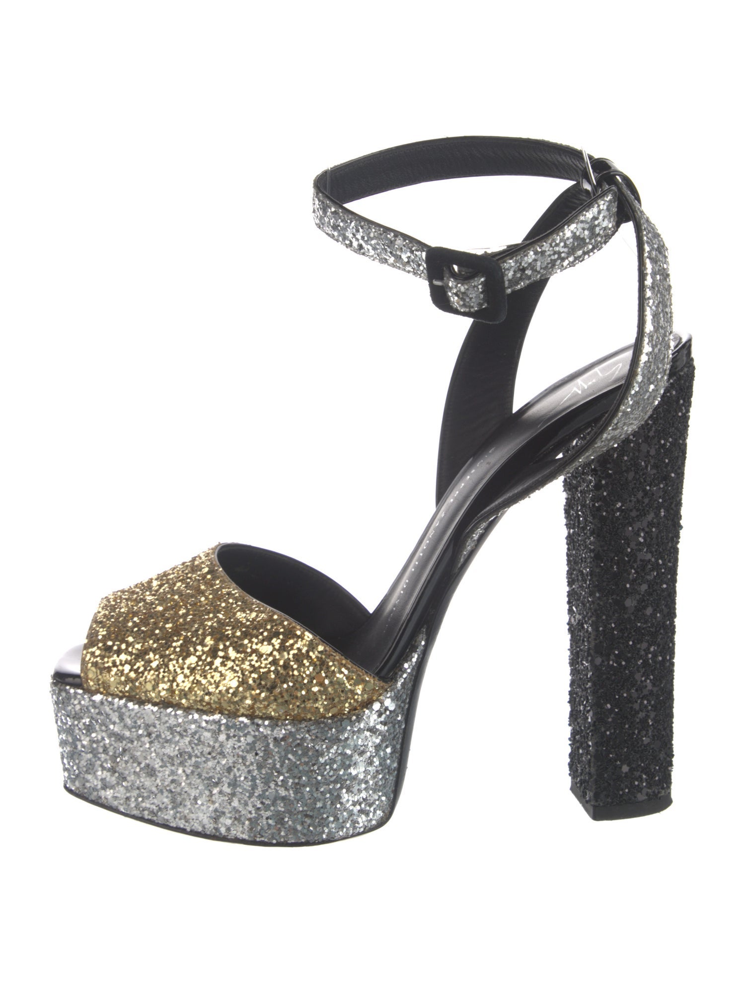 Giuseppe Zanotti Glitter Colorblock Pattern Sandals