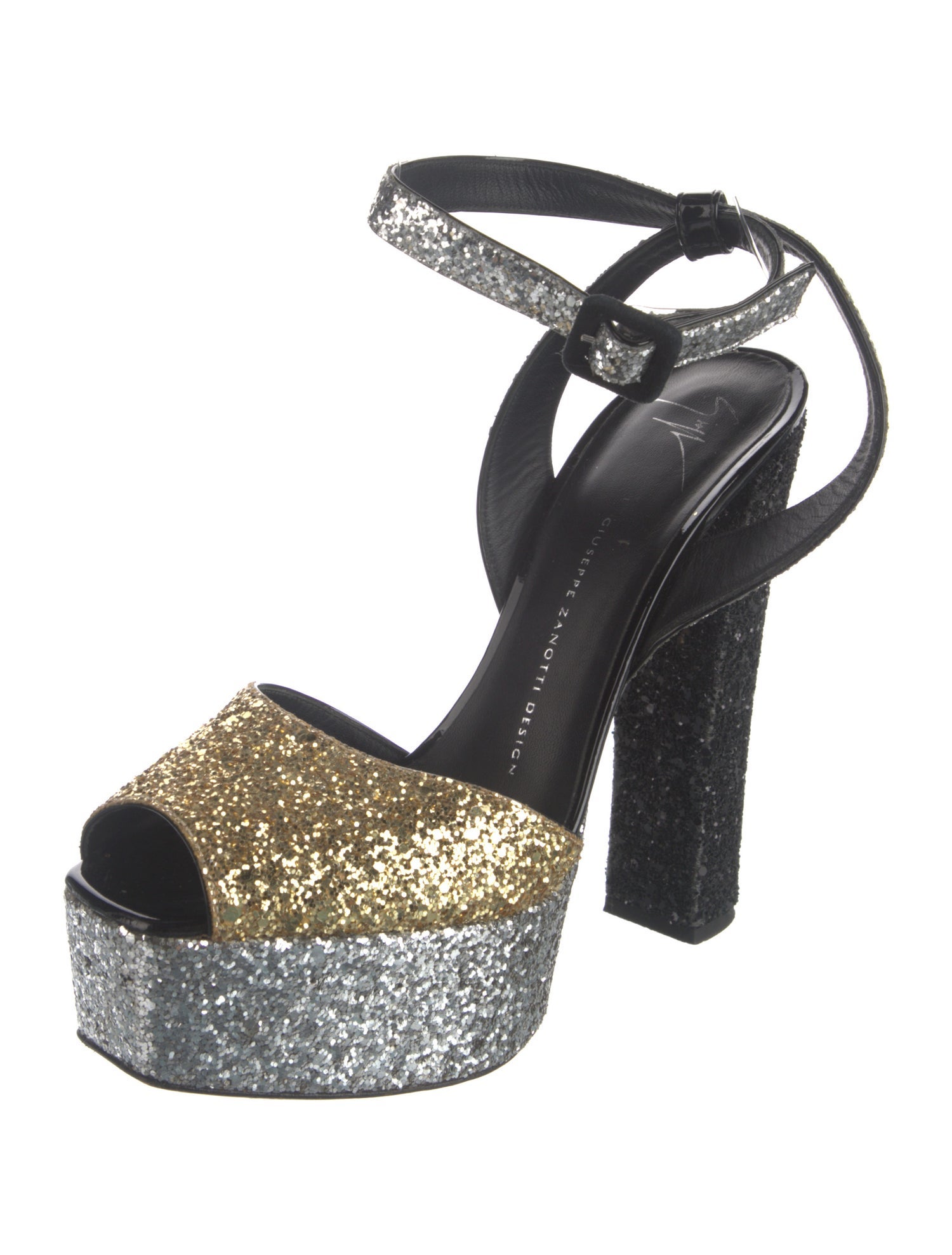 Giuseppe Zanotti Glitter Colorblock Pattern Sandals