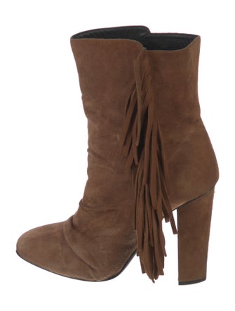 Giuseppe Zanotti Suede Fringe Trim Accent Boots