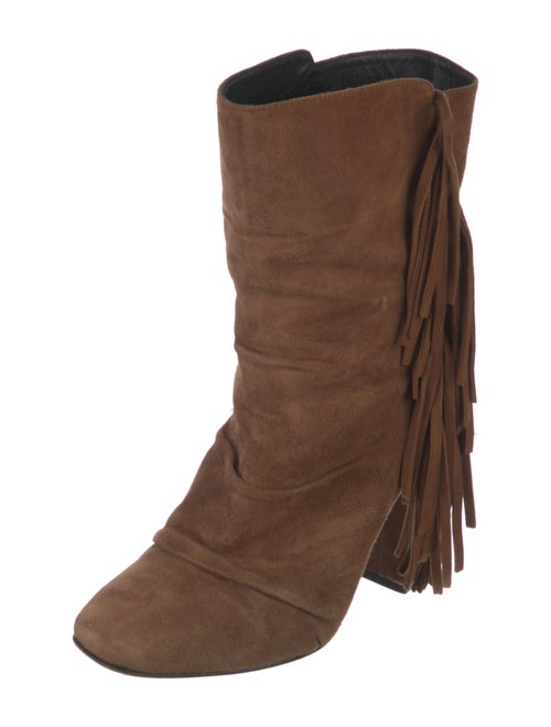 Giuseppe Zanotti Suede Fringe Trim Accent Boots