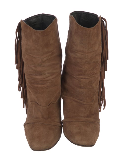 Giuseppe Zanotti Suede Fringe Trim Accent Boots