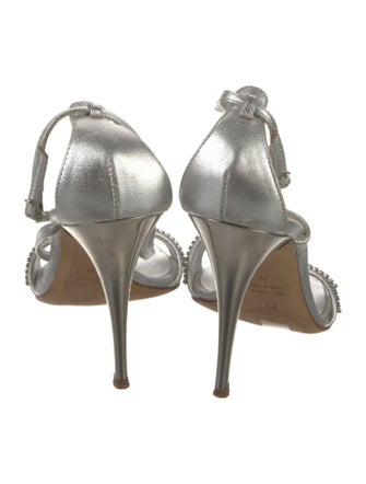 Giuseppe Zanotti Leather Crystal Embellishments T-Strap Sandals