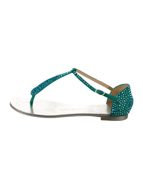 Giuseppe Zanotti Suede Crystal Embellishments T-Strap Sandals