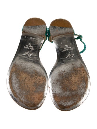 Giuseppe Zanotti Suede Crystal Embellishments T-Strap Sandals