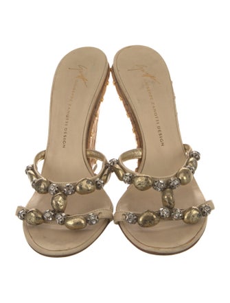 Giuseppe Zanotti Leather Crystal Embellishments Slides