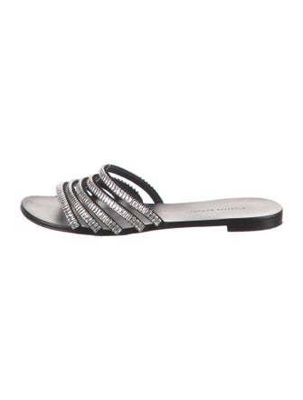 Giuseppe Zanotti Leather Crystal Embellishments Slides