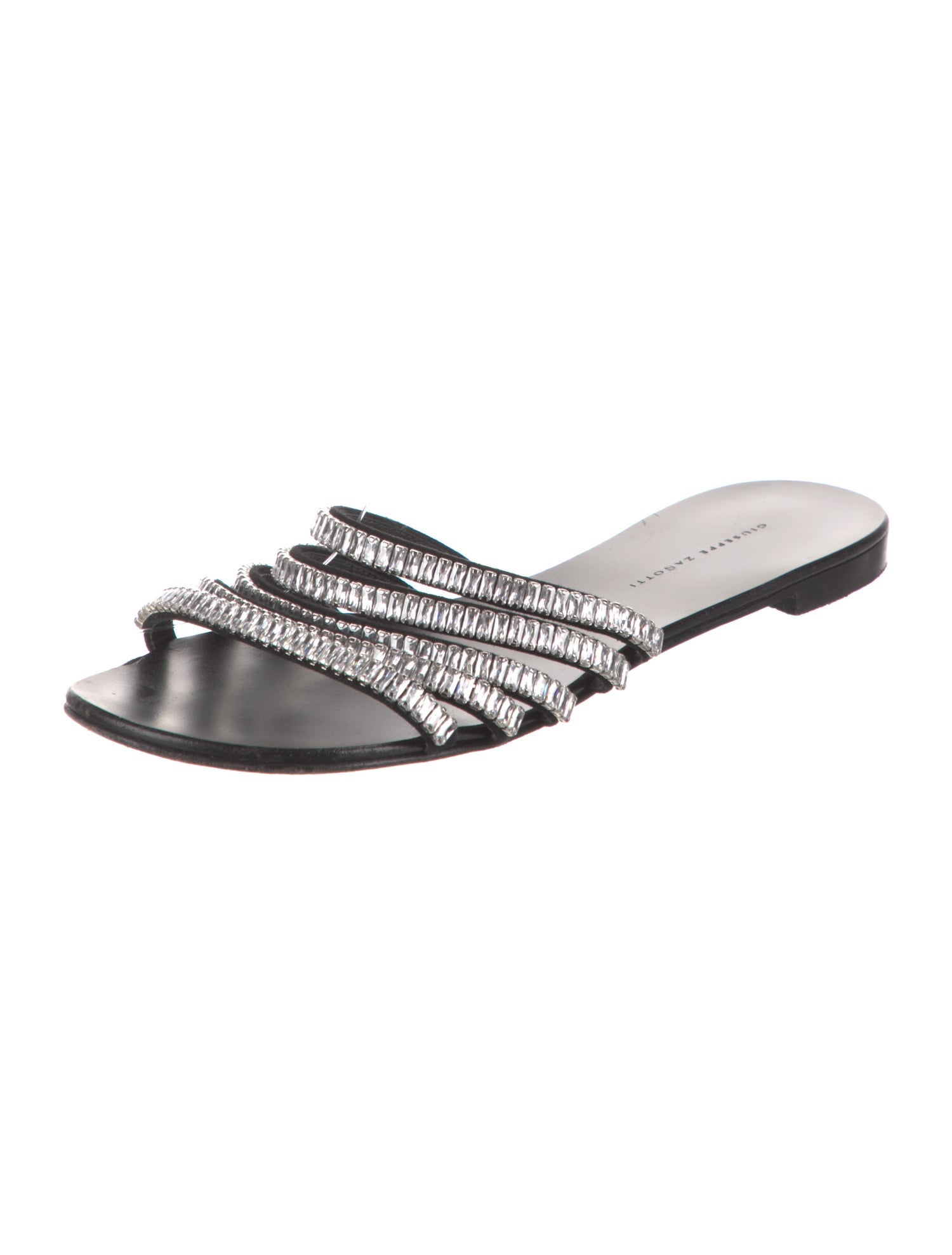 Giuseppe Zanotti Leather Crystal Embellishments Slides