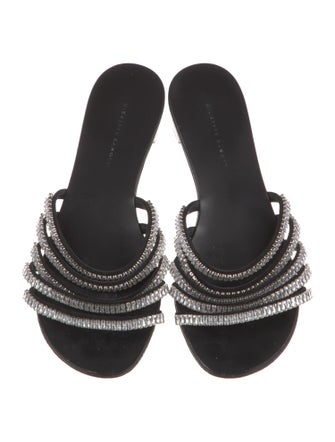 Giuseppe Zanotti Leather Crystal Embellishments Slides