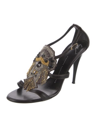 Giuseppe Zanotti Leather Printed T-Strap Sandals