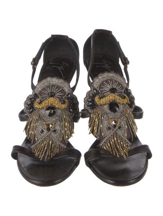 Giuseppe Zanotti Leather Printed T-Strap Sandals