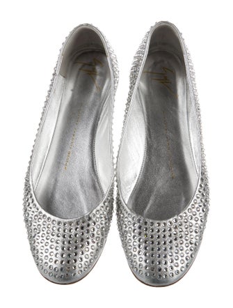 Giuseppe Zanotti Leather Crystal Embellishments Flats