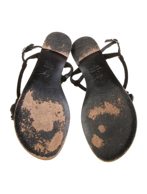 Giuseppe Zanotti Velvet Crystal Embellishments T-Strap Sandals