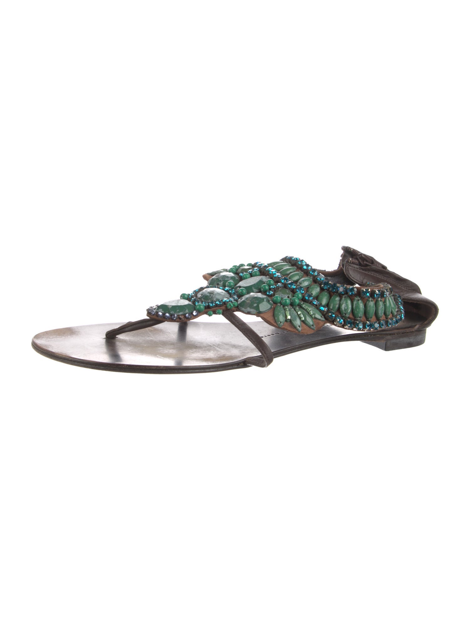 Giuseppe Zanotti Leather Crystal Embellishments Slides
