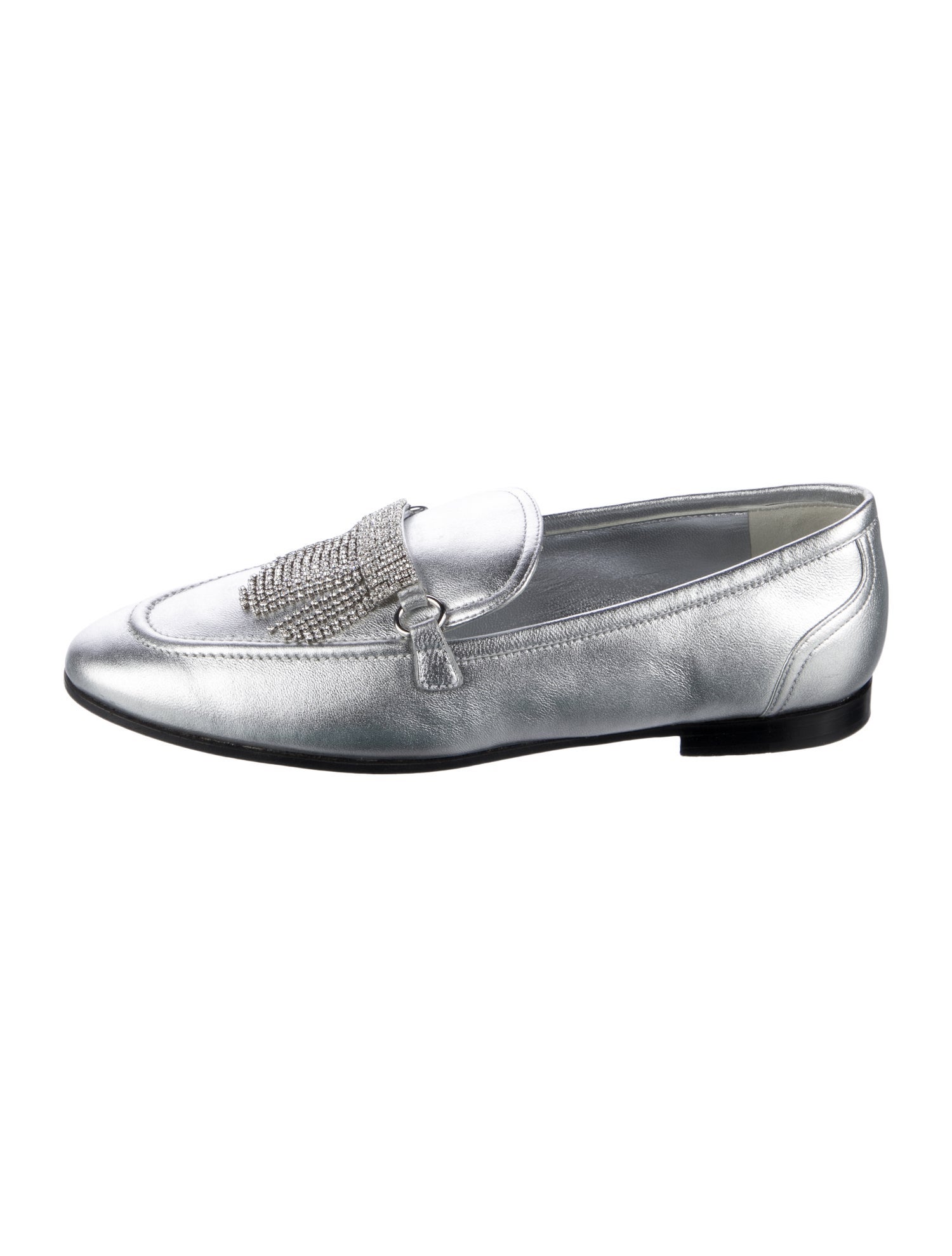Giuseppe Zanotti Leather Crystal Embellishments Loafers