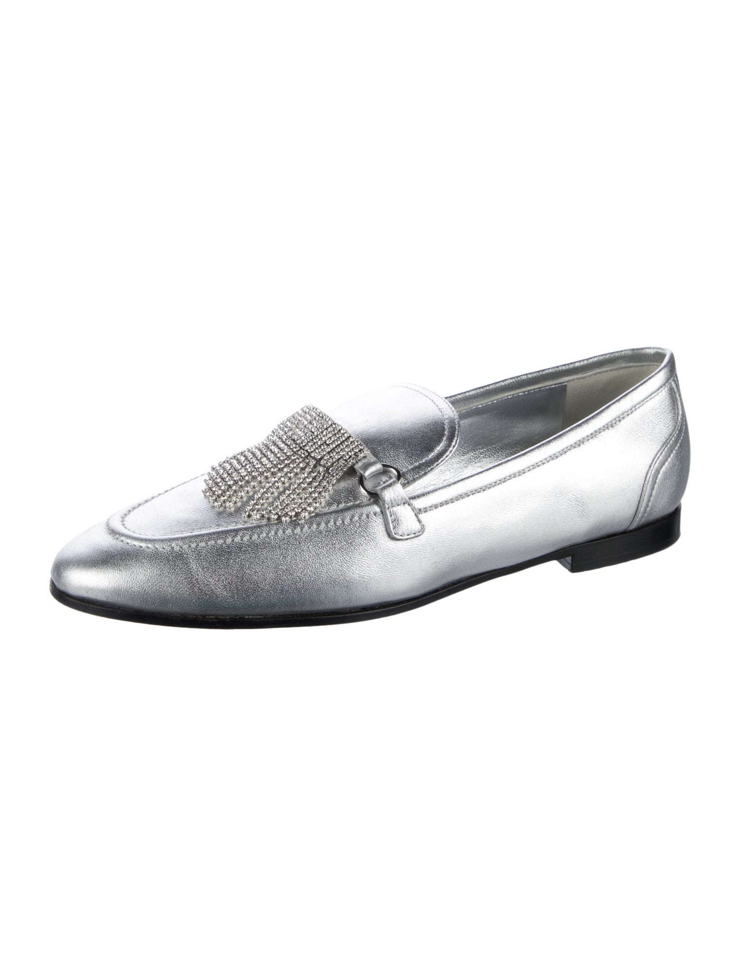 Giuseppe Zanotti Leather Crystal Embellishments Loafers